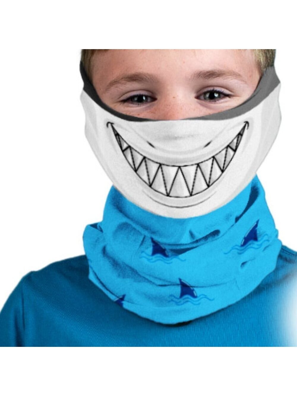 Neck Gaiter Aqua Blue Shark Boys SA Face Mask Headband Shield Wrap Kids